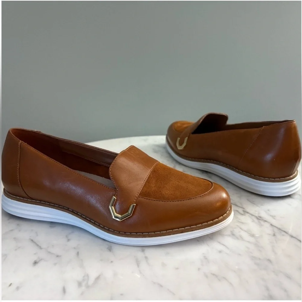 Cole Haan OriginalGrand C Buckle Loafers Brown Leather Comfort Flats 6.5B NWT